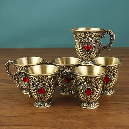 6-Piece Turkish Coffee Set – Vintage Metal Pot & Cups, Luxury Serving Collection