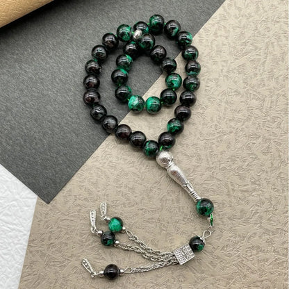 Muslim Prayer Beads for Men, 33pcs 10mm Beads with Kaaba Tassel, Ramadan Misbaha Tasbih Zikr Bracelet
