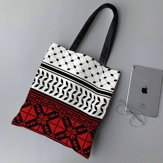 Red & Black Geometry – Traditional Pattern Large Capacity Tote