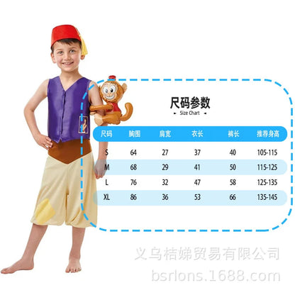 Halloween Prince Aladdin Costume Boys Fairy Tale Anime Role Play Outfits Party Dress Up