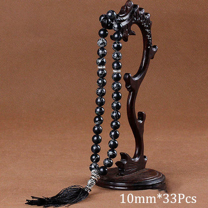 10mm Green Malachite Stone Bracelets Tassel Pendant 33 Prayer Beads Islamic Muslim Tasbih Allah Mohammed Rosary For Women Men