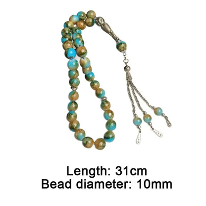 33 Beads Tiger Eye Stone Bracelet Round Small Beads Transparent Acrylic Prayer Beads Handmade With Tassels Islamic Tasbih