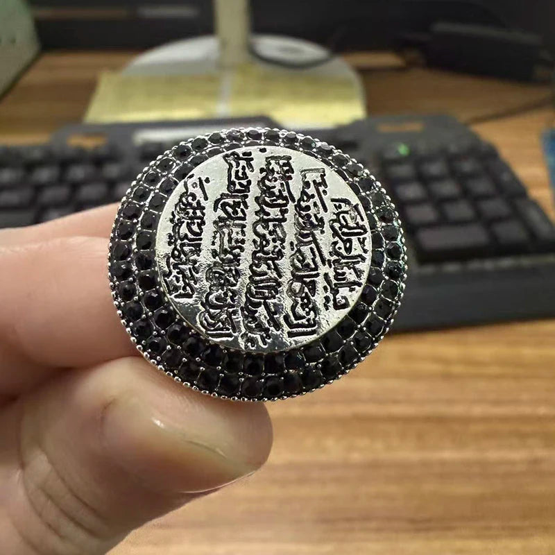 Huaya Men's Turkish Signet Rings Traditional Classical Islamic Muslim Inscriptions Special Unique Temperament Ring Jewelry Ring