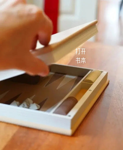 Foldable Book-Shaped Backgammon Board Game | Portable Travel Size | Premium Decor & Gift Idea
