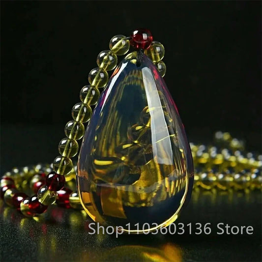 Baltic Blood Pearl Safe Plague Pendant Blue Amber Honey Wax Men's and Women's Simple Pendant