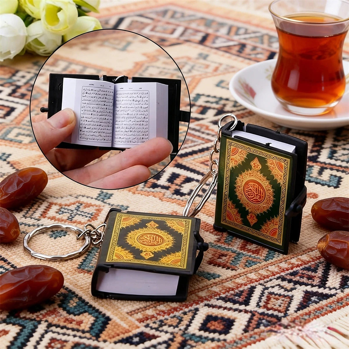 100-24PCS Mini Quran Keychain Book Muslim Islamic Key Chain for Religious Souvenir Gifts RamadanBag Purse Handbag Ornament