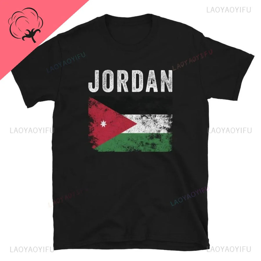 Jordan Flag Cotton T-Shirt – Unisex Patriotic Tee for Sports, Travel & Leisure