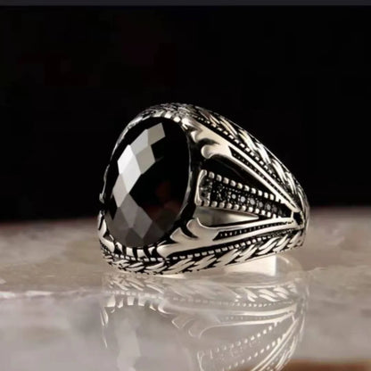 Turkish Men's Ring Vintage Black Zircon Fashion Punk Wind Islamic Religious Muslim Jewelry