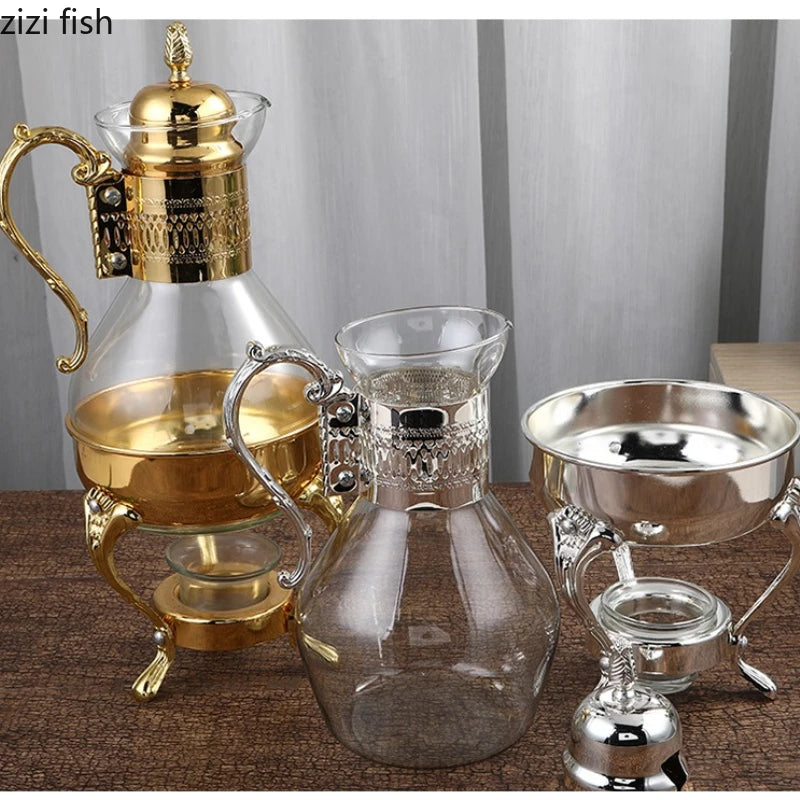 Glass & Metal Teapot – Heated Coffee Kettle, Flower Tea & Juice Maker