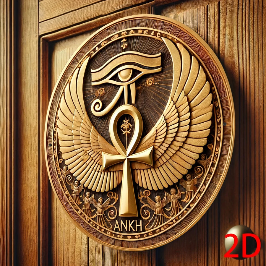Ankh & Eye of Horus Metal Wall Art – 2D Egyptian Hieroglyphic Decor
