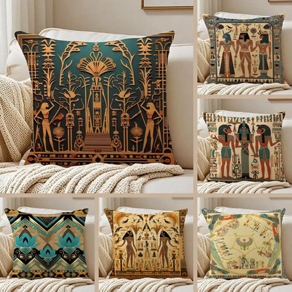 Pharaoh Cushion Cover – Egyptian Art Pillowcase, Anti-Dustmite Sofa Decor