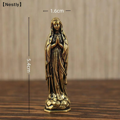 Brass Maria Figurine Pendant Brass Maria Figurine Pure Copper Vintage Virgin Mary Figurine〔Nest〕