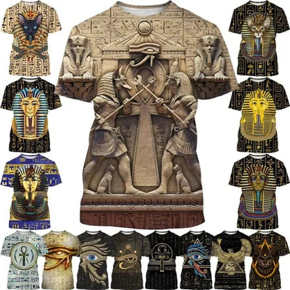 Horus Eye & Pharaoh 3D T-Shirt – Unisex Egyptian Streetwear Summer Tee