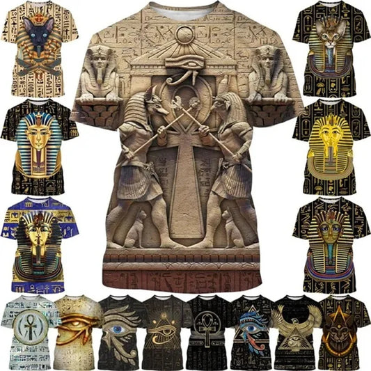 Horus Eye & Pharaoh 3D T-Shirt – Unisex Egyptian Streetwear Summer Tee