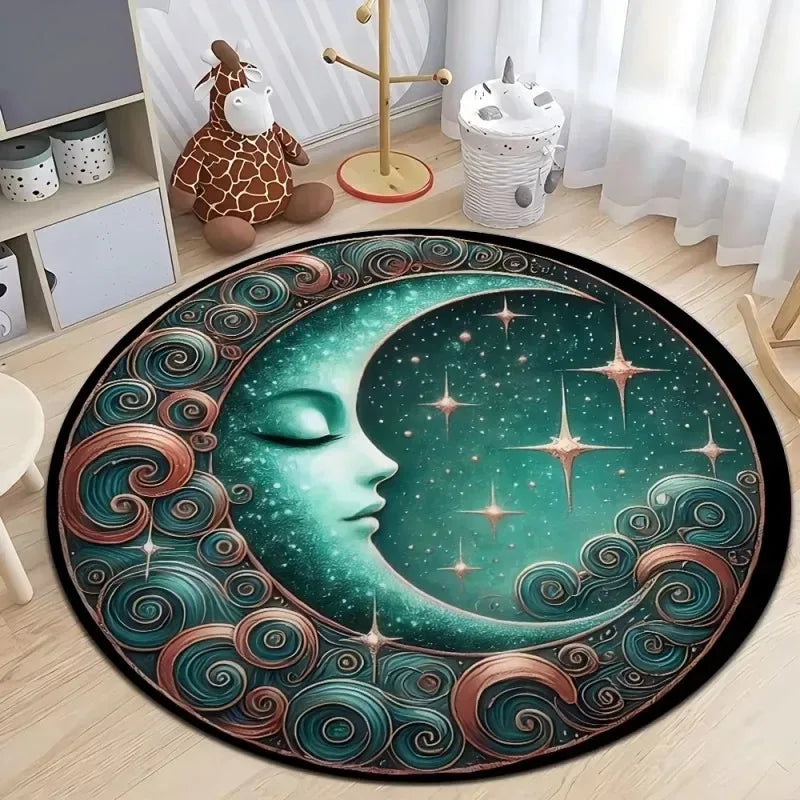The Moon and The Stars Round Carpet Washable Decoration Home Light Rug Bedroom Chair Mat Carpets for Living Room