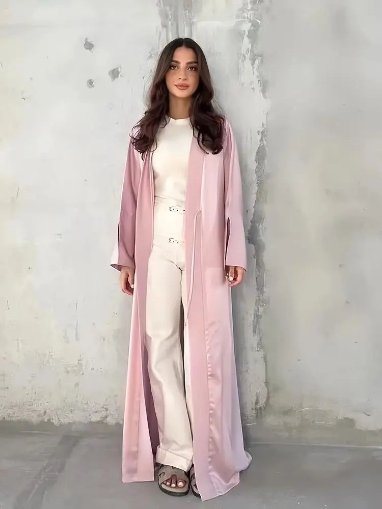 Palestine Pink – The Satin Kimono Abaya for the Muslim Woman in America