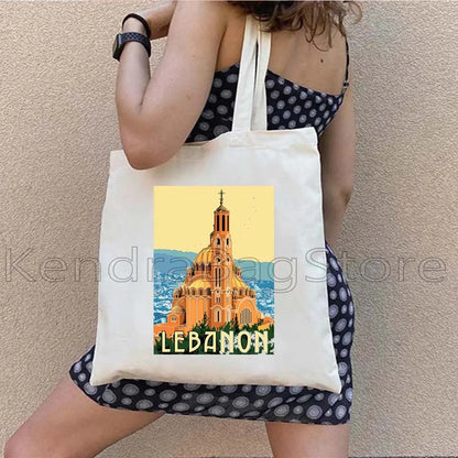 Ya Beirut – Lebanon Flag Heart Canvas Shoulder Tote