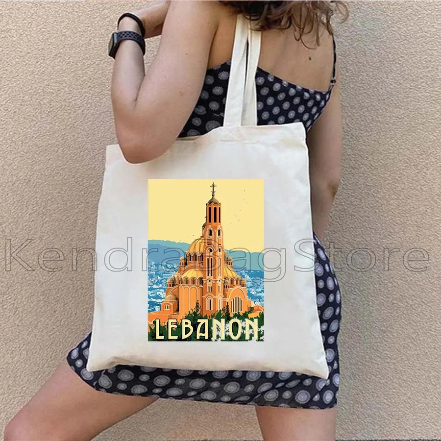 Ya Beirut – Lebanon Flag Heart Canvas Shoulder Tote