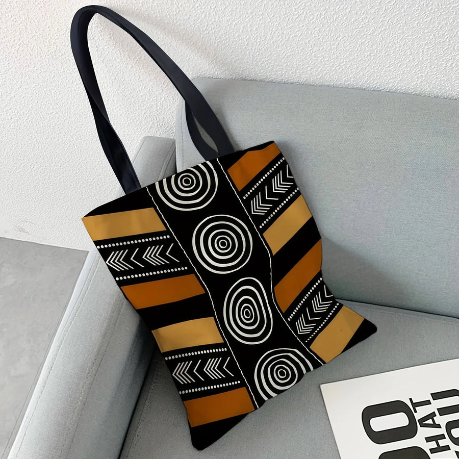 Red & Black Geometry – Traditional Pattern Large Capacity Tote