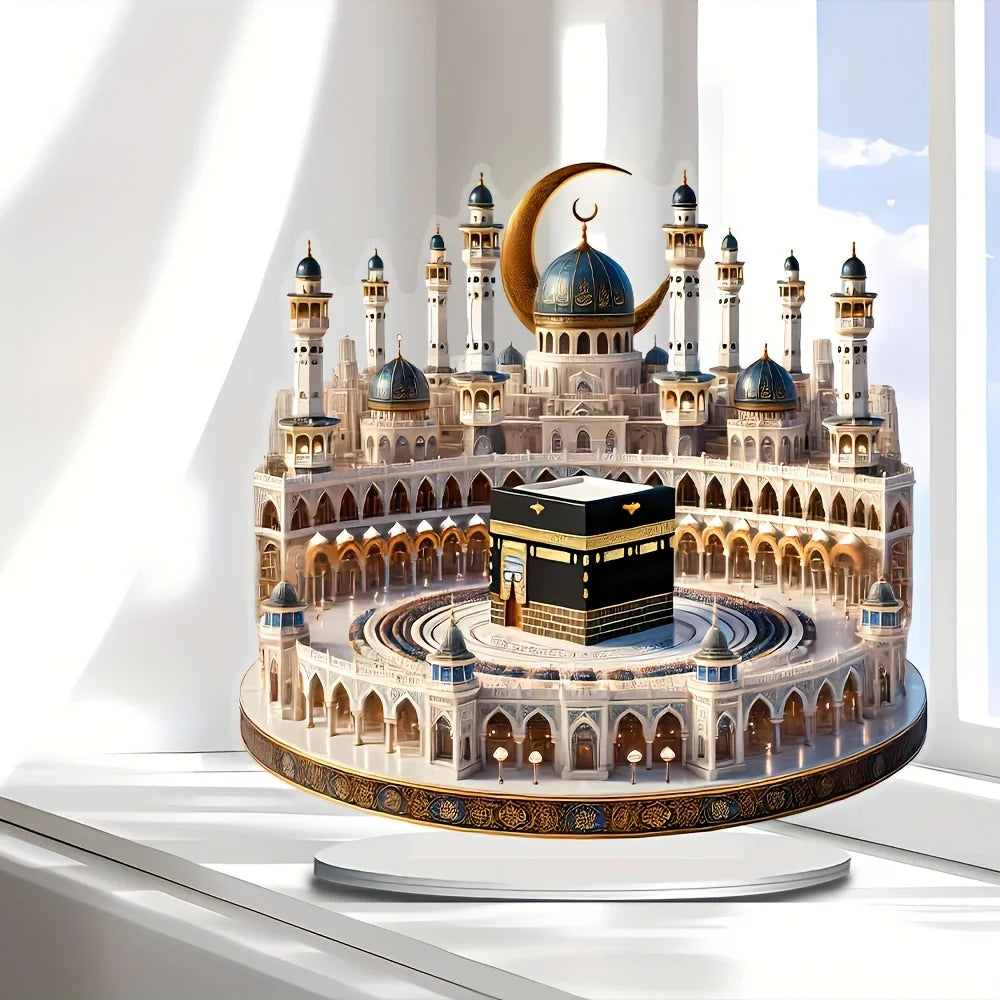 2D Flat 1pc 2D Flat Acrylic Classic Kaba Model - Bohemian Style Tabletop Decoration, Religious Theme, Multifunctional Ramadan