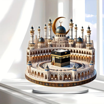 2D Flat 1pc 2D Flat Acrylic Classic Kaba Model - Bohemian Style Tabletop Decoration, Religious Theme, Multifunctional Ramadan