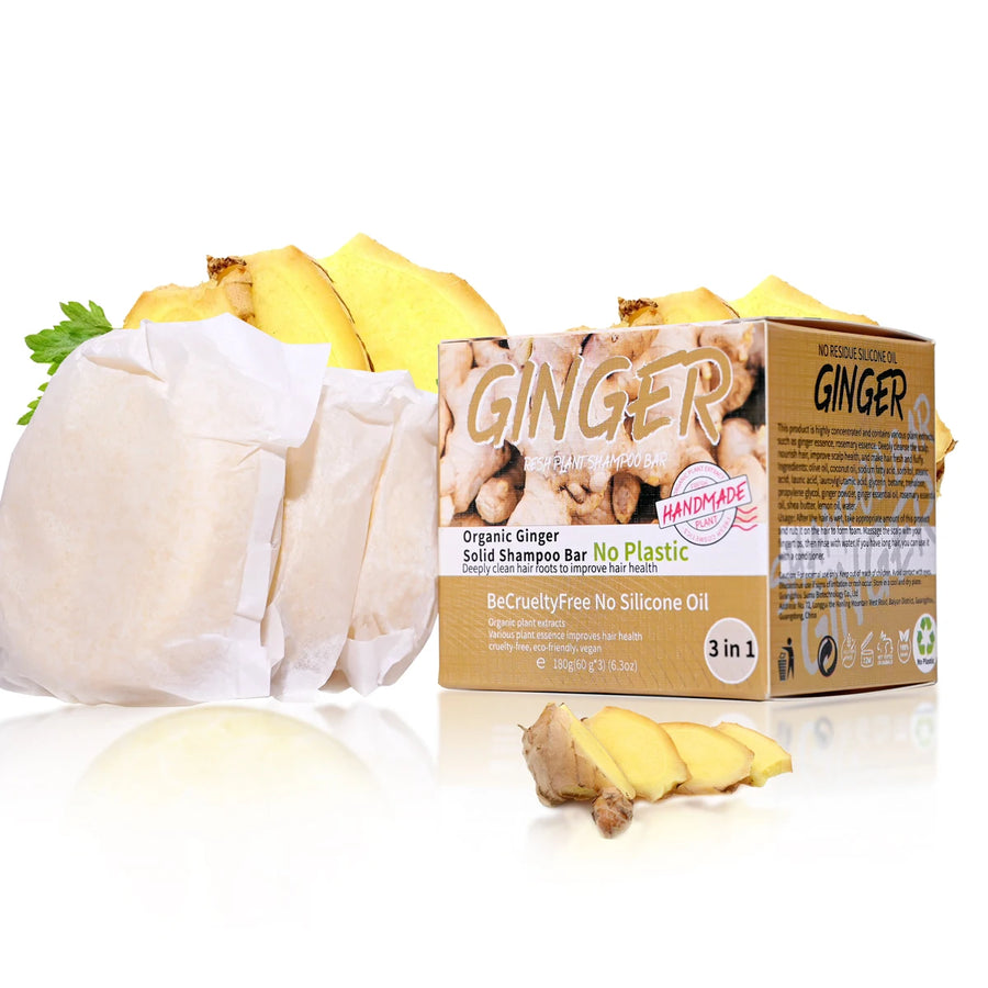 The Ginger Cleanse – 3-Piece Solid Shampoo Bar with Plant Essential Oils