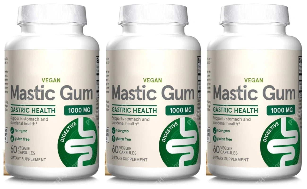 Mastic Gum 1000 mg, 60 Veggie Caps, Digestive Tract Support for Stomach and Duodenal Health, 30 Servings Dietary Supplement