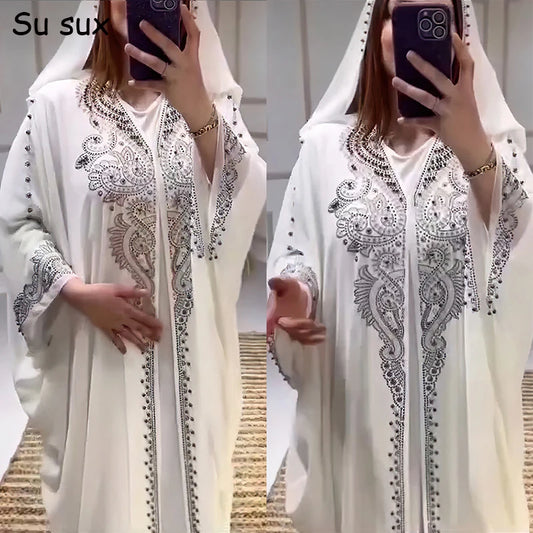 The Beaded Hood – Chiffon Maxi Caftan with Hood for Plus Size Women