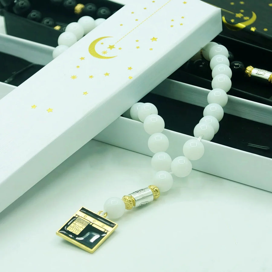 The Misbaha – 33 Prayer Beads with Kaaba Pendant & Gift Box