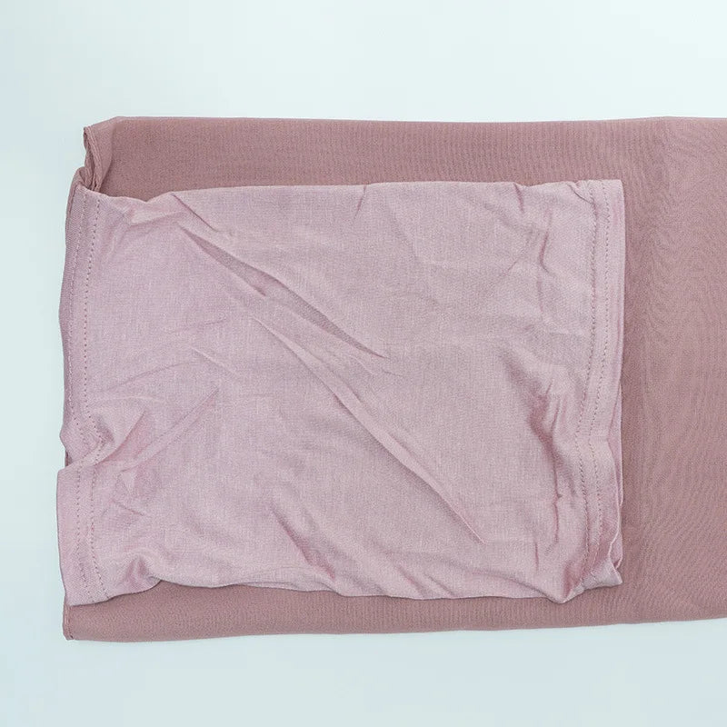 Elegant Pearl Chiffon Satin Cotton Women's Scarf Tube Hijab Muslim Headscarf Middle Eastern Long Shawl