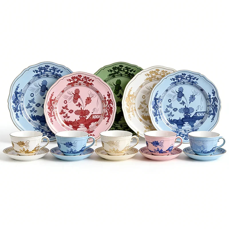 Oriental Bloom – High-End Ceramic Coffee Cup Set with Gift Box