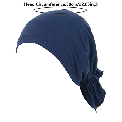 Soft Elastic Women Turban Caps Muslim Headscarf Bonnet Pre-Tied Hijab Headwrap Cap Soft Lady Hair Loss Chemo Cap