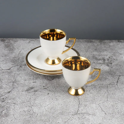 Best 2pcs/set Turkish Coffee Cups Set Of 2 Ceramics Cup Of Coffee Creative Gifts Relief Teacup And Saucer Set Retro 90ml Gobelet