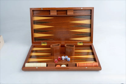 Solid Wood Backgammon Set - Educational Tabletop Board Game for Family Entertainment & Leisure