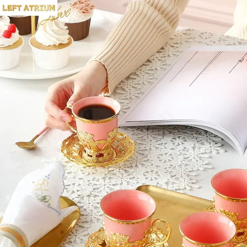 Gilded Finjan – Golden Border Turkish Coffee Cups with Saucers