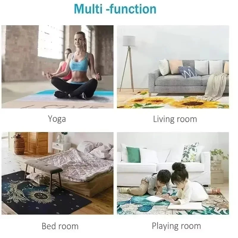 Ramadan Kareem Muslim Prayer Floor Mat Soft Poly Kneeling Rug for Islam Festival Worship Non-Slip Carpet for Home or Mosque Area