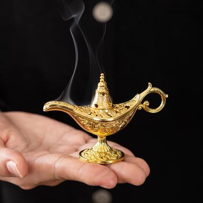 Magic Genie Lamps Incense Burners Retro Wishing Oil Lamp Home Decor Gift Hollow Legend Aladdin
