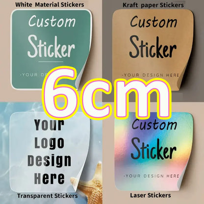 45-50pcs Custom Personalized Stickers - 4 Unique Materials (White PVC, Clear, Holographic, Kraft) - Design Your Own!