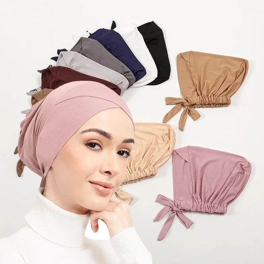 The Cross-Front Jersey Inner Cap – Adjustable Tie-Back Underscarf