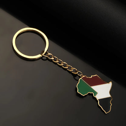 Africa Map Keychain – Stainless Steel Hip-Hop Jewelry, Morocco to South Africa