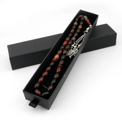 Natural Agate 33  Oval size 8*12 mm stone  misbaha Man's  prayer beads  Rosary islamic subha tasbeeh 66 Tasbih Muslim