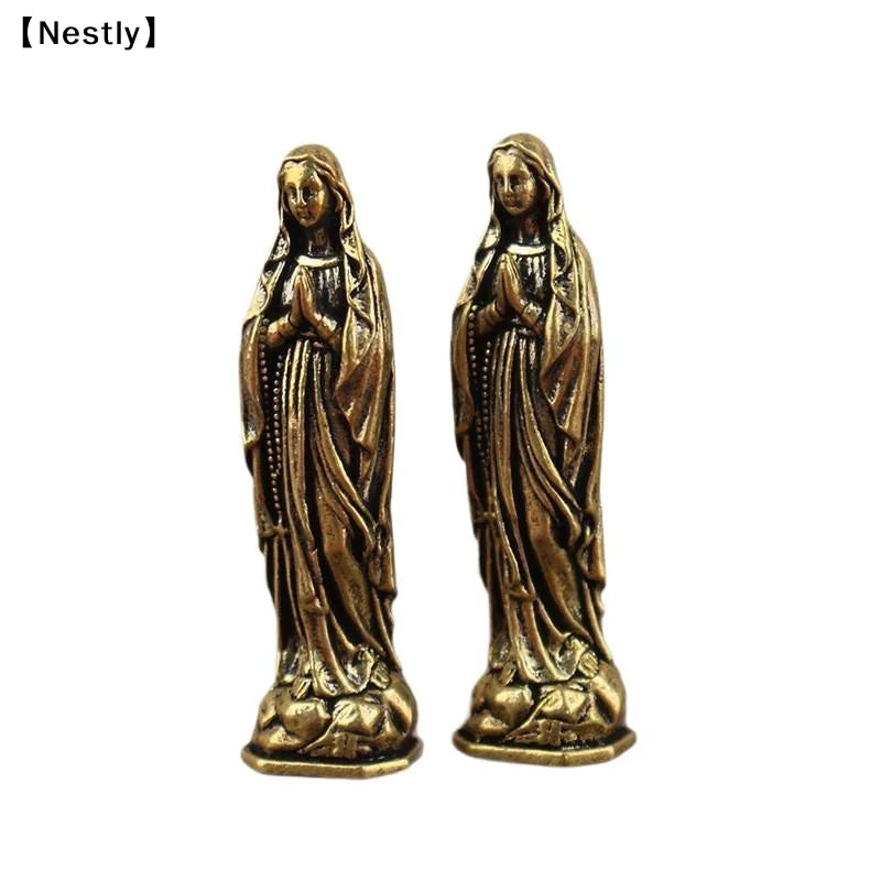 Brass Maria Figurine Pendant Brass Maria Figurine Pure Copper Vintage Virgin Mary Figurine〔Nest〕