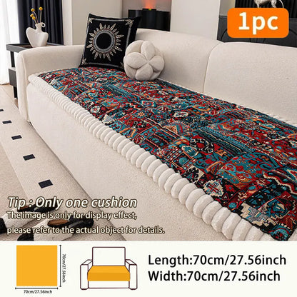 1PC-Autumn and winter thick Bohemian style anti slip sofa cushion 2025 new simple and high-end ethnic style cushion