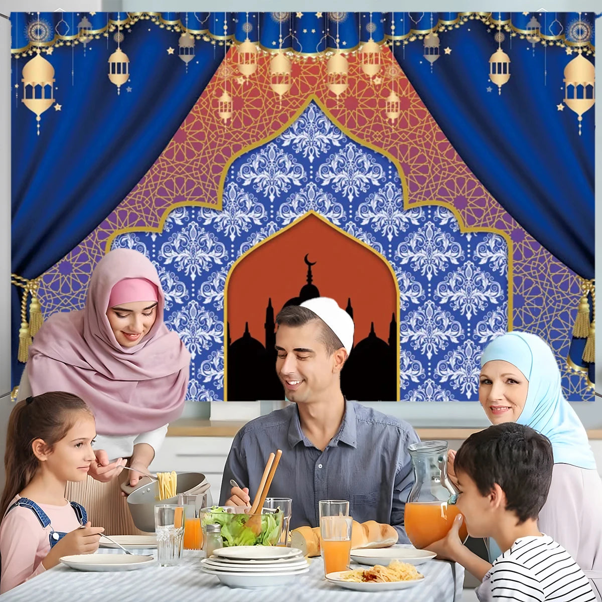 Arabic Aladdin Muslim Gold Mosque Background Fabric Princess Birthday Party Gift Photography Prop Decoration Banner Girl Poster