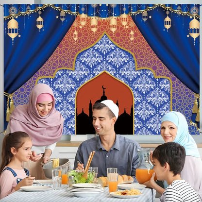 Arabic Aladdin Muslim Gold Mosque Background Fabric Princess Birthday Party Gift Photography Prop Decoration Banner Girl Poster