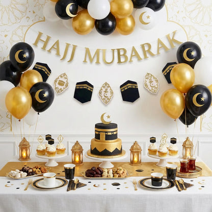 1Pcs Eid Al Adha Hajj Mubarak Commemorative Banner for Holiday Party Decoration Muslim Festive Supplies