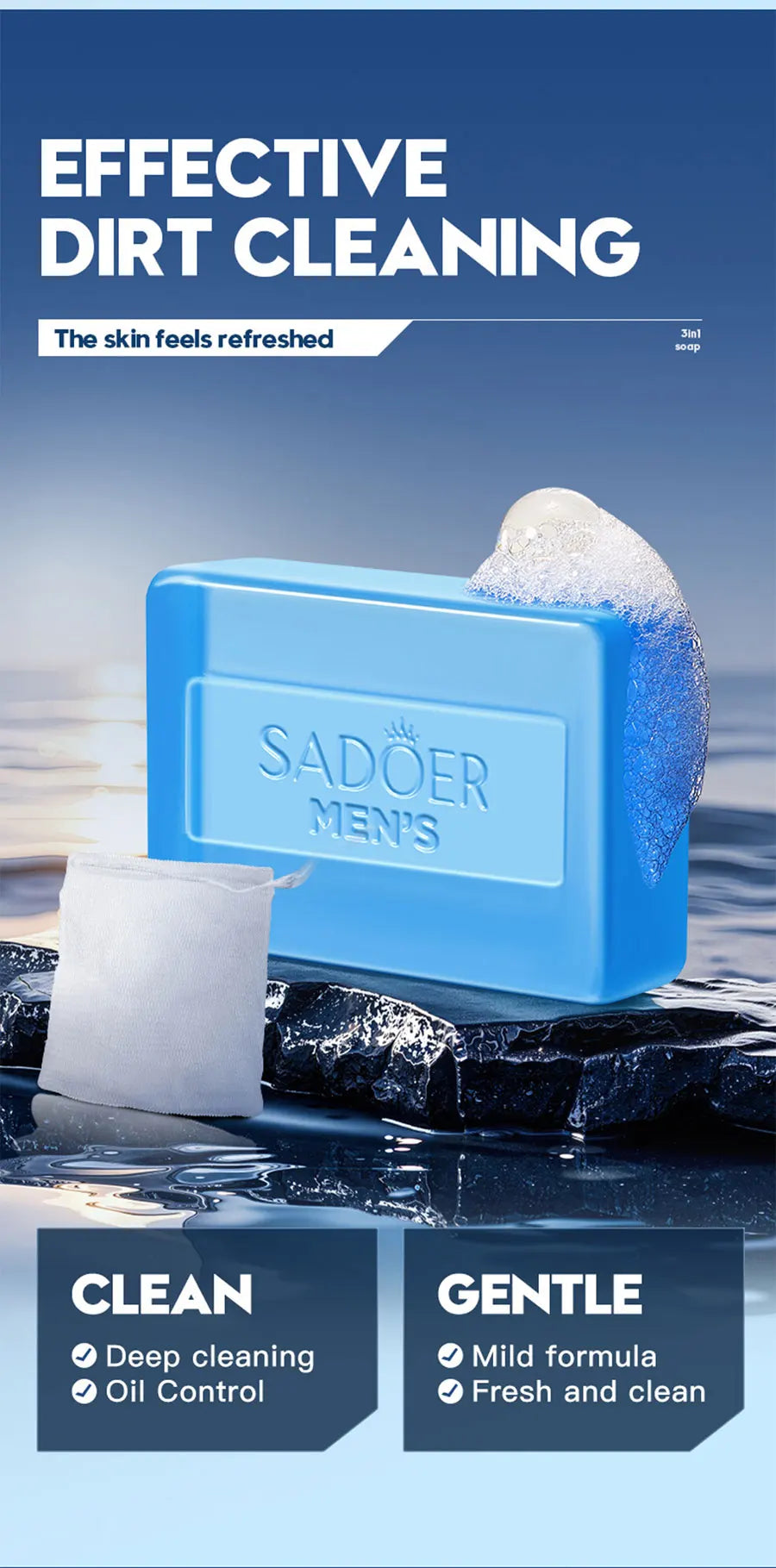 Men'S Three In One Bath Perfume Soap Witch Hazel Aloe Moisturizing Oil Control Vegetable Essential Oil Soap Facial Cleanser Hand