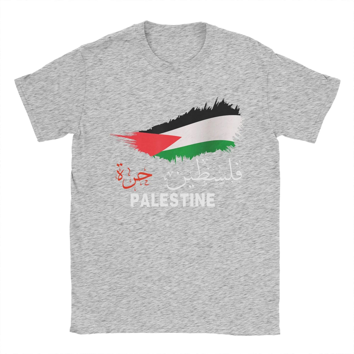 Vintage Gaza in Arabic Palestine Flag T-Shirt for Men Round Collar Pure Cotton T Shirts  Short Sleeve Tee Shirt 6XL Clothes