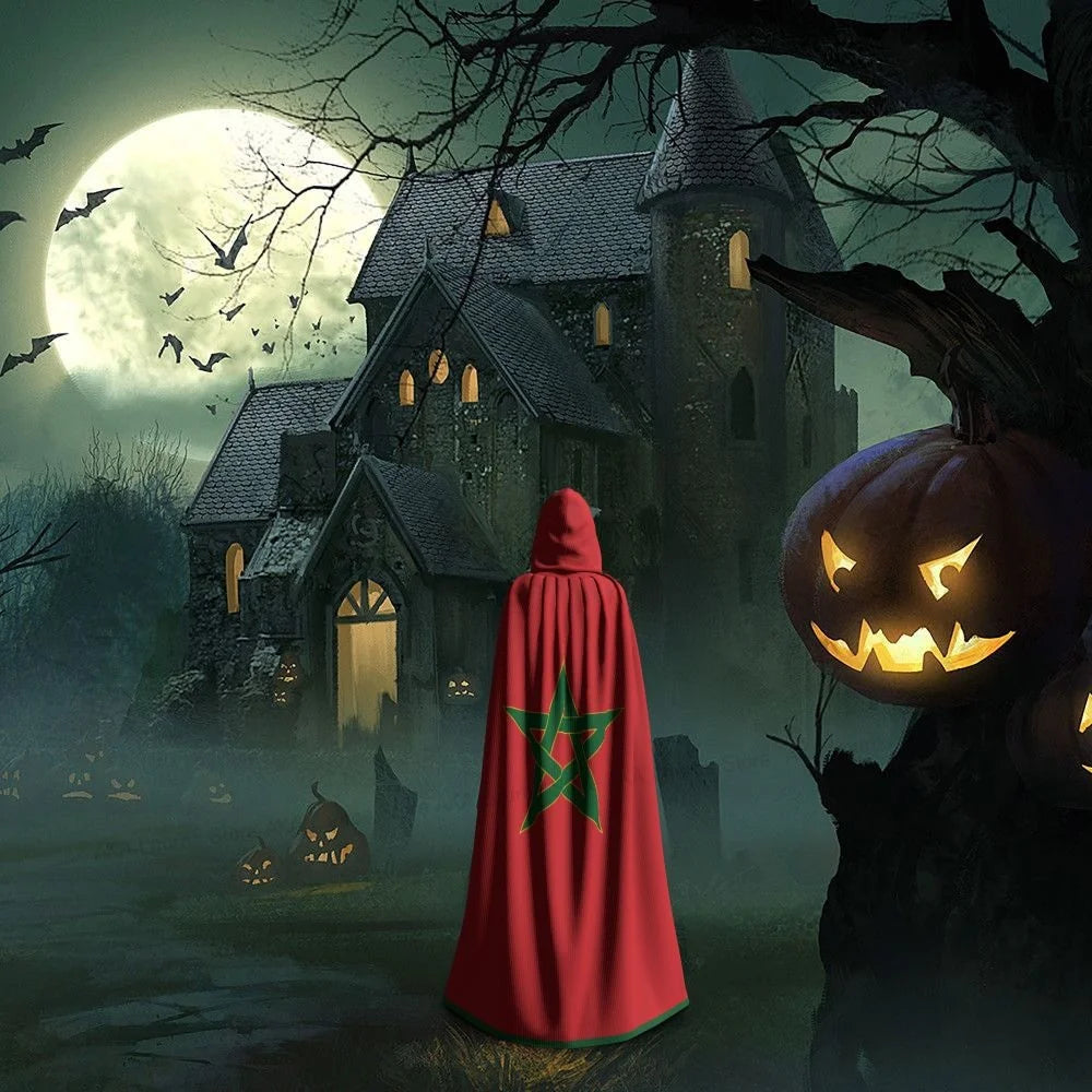 Adult Vampire Cape Hooded Robe Halloween Morocco Cloak Full Length Cosplay