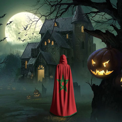 Adult Vampire Cape Hooded Robe Halloween Morocco Cloak Full Length Cosplay